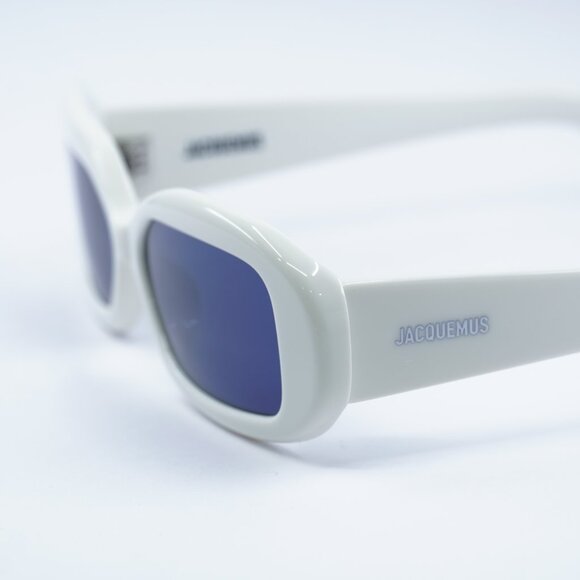 Jacquemus ROND CARRE JAC/11 C2 Sunglasses White Rectangle Frame, Blue Lenses - Picture 2 of 11